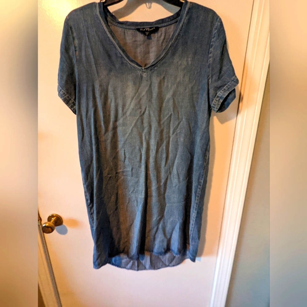 Denim Distressed Shirt Dress